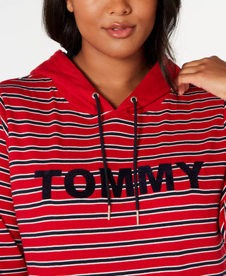 Tommy Hilfiger Women's Striped Hoodie Dress Red Size X-Small