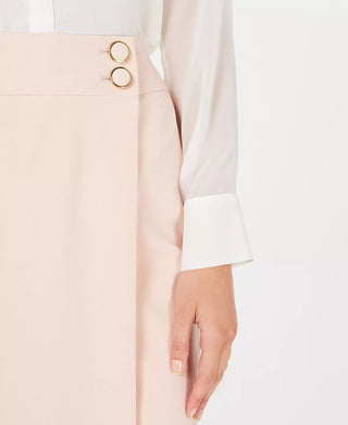 Calvin Klein Women's Buttoned Faux-Wrap Pencil Skirt Pink Size 8