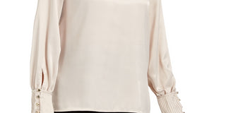 Calvin Klein Women's Button-Cuff Top Pink Size Medium