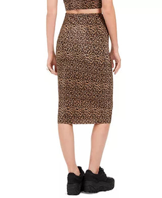 The Fifth Label Women's Leopard Print Pencil Skirt Brown Size Large