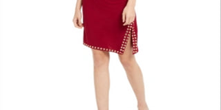 Ny Collection Women's Embellished Side Slit Dress Red Size Petite Medium