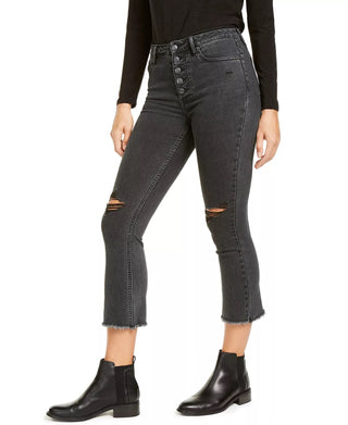 Vigoss Jeans Women's Kick Flare Exposed Button Jeans Black Size 26