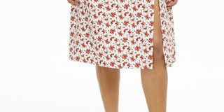 Danielle Bernstein Women's Plus Slip Skirt White/Red Size 2X