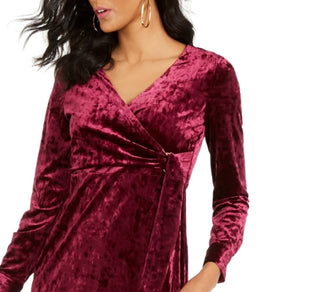 Thalia Sodi Women's Side-Tie Velvet Surplice Dress Purple Size Small