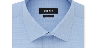 DKNY Men's Slim Fit Striped Button Down Shirt Blue Size 17x36-37
