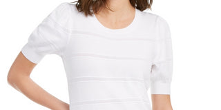 Maison Jules Women's Puff-Sleeve Sweater White Size XXS