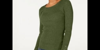 Hooked Up By IOT Juniors' Lace Up Rib Knit Sweater Green Size X-Large