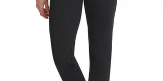DKNY Women's Faux-Leather-Trim Straight-Leg Pants Black Size 16