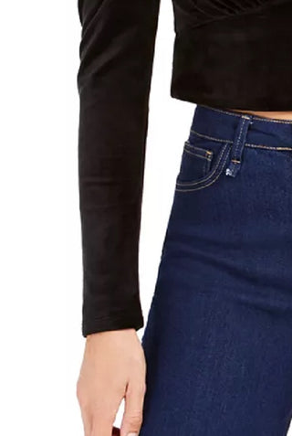 Kit & Sky Women's Velvet Puff-Sleeve Top Black Size X-Large