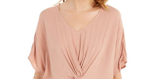 Style & Co Women's V-Neck Twist-Front Top Pink Size Small