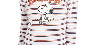 Peanuts Junior's Snoopy Mock Neck Top Beige Size X-Large