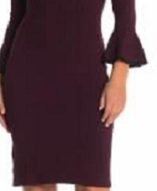 Calvin Klein Women's Bell Sleeve Crew Neck Above The Knee Cocktail Dress Purple Size Large