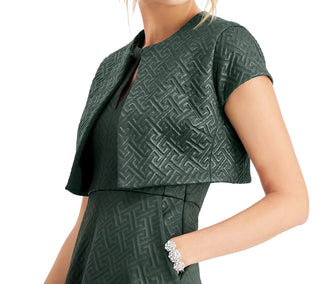 N Natori Women's Quilted Maze Knit Jacket Green Size Medium