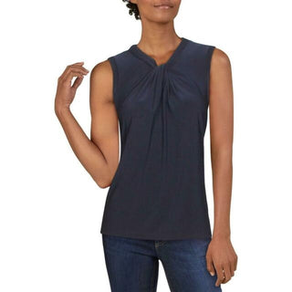 Tommy Hilfiger Women's Knot-Neck Top Dark Blue Size Small