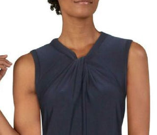 Tommy Hilfiger Women's Knot-Neck Top Dark Blue Size Small