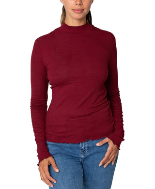 Rebellious One Juniors' Mock-Neck Top Red Size Large