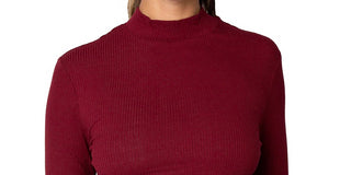 Rebellious One Juniors' Mock-Neck Top Red Size Large
