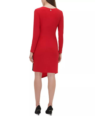 Tommy Hilfiger Women's Petite Ruched Sheath Dress Red Size 6 P