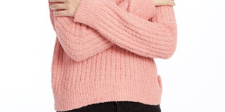 Crave Fame Junior's Ribbed Cropped Sweater Pink Size X-Large
