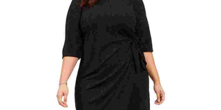 Robbie Bee Women's Plus Size Glitter Knit Sarong Dress Black Size 3X
