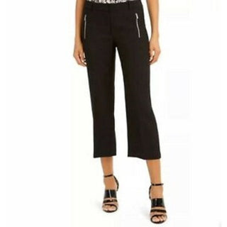 Calvin Klein Women's Zipper Pocket Cropped Twill Pants Black Size 8