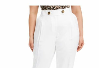 Calvin Klein Women's  Linen Slim Ankle Pants White Size 24W