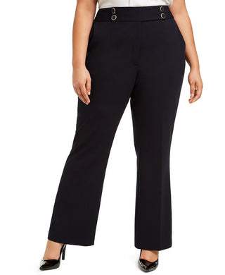 Calvin Klein Women's Plus Size Button-Detail Dress Pants Navy Size 20W