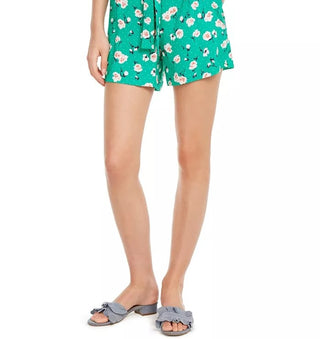 Maison Jules Women's Printed Tie-Belt Shorts Bright Green Size Small