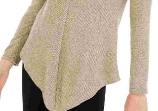 BCX Junior's Textured Cowlneck V Hem Sweater Beige Size Medium