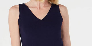 Anne Klein Women's Cotton Blend Knit Tank Top Blue Size Large