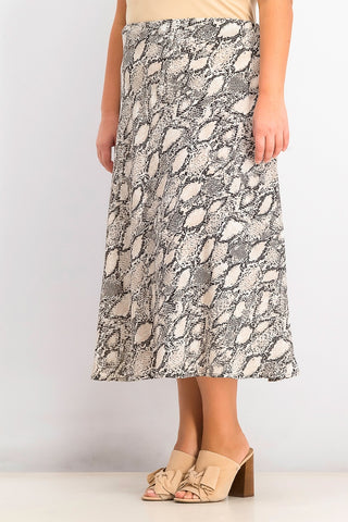 Bar III Women's Snake Print Midi Skirt Beige Size XX-Small