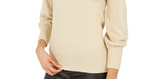 Thalia Sodi Women's Cold-Shoulder Cowl-Neck Sweater Beige Size Large