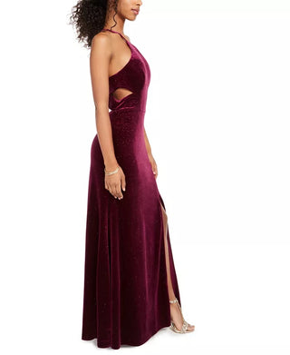 Morgan & Company Juniors' Velvet Glitter Gown Purple Size 15