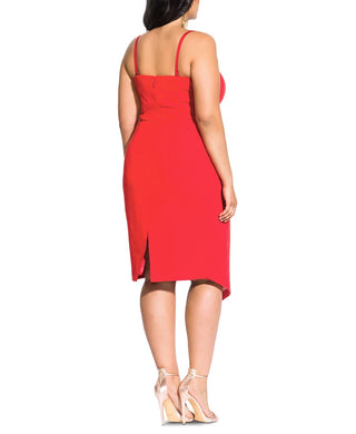 City Chic Women's Trendy Plus Size Twisted Asymmetrical Dress Red Size Petite Small