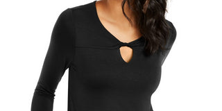 Thalia Sodi Women's Twist Neckline Top Black Size Small