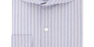 Tommy Hilfiger Men's Light Blue Striped Collared Dress Shirt Bright Blue Size 17.5X34-35