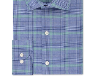 Tommy Hilfiger Men's Classic/Regular Fit Non-Iron Stretch Blue Check Dress Shirt Navy Size 32-33