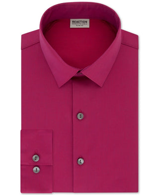 Kenneth Cole Reaction Men's Slim Fit All Day Flex Solid Dress Shirt Pink Size 15.5X34-35