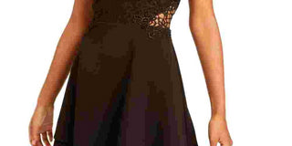 City Studios Women's Neckline Short Fit Flare Cocktail Dress Black Size 7