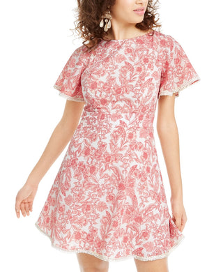 B Darlin Junior’s Floral Short Sleeve Dress Beige Size 11/12
