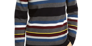 DKNY Men's Roadmap Regular Fit Stripe Sweater Navy Size XX-Large