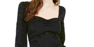 Leyden Women's Long-Sleeve Sweetheart Top Black Size Medium