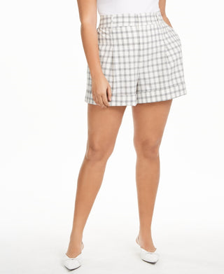 Danielle Bernstein Women's Plus Size Plaid Shorts  Natural Size 22W