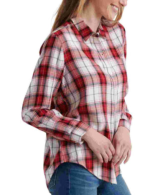 Lucky Brand Women's Classic One Pocket Plaid Shirt Red Size X-Small