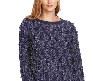 Vince Camuto Women's Cotton Eyelash Sweater Blue Size X- Small
