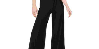 MSK Womens' Black Metallic Striped Short Sleeve Off Shoulder Evening Jumpsuit Size Black Small