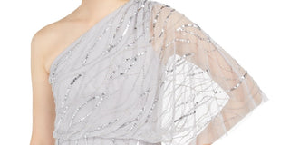 Adrianna Papell Women's Beaded Blouson Top Grey Size 8