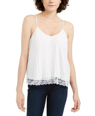 Q & A Women's Los Angeles Sheer Ruffled Spaghetti Strap Top White Size Large