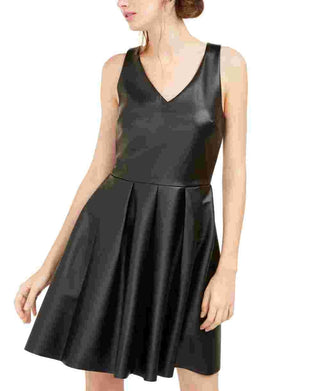 Rosie Harlow Women's Sleeveless V Neck Short Fit Flare Party Dress Black Size X-Small