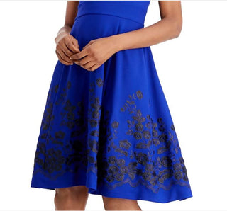 Calvin Klein Women's Embroidered A Line Dress Turq Aqua Size 0 Petite